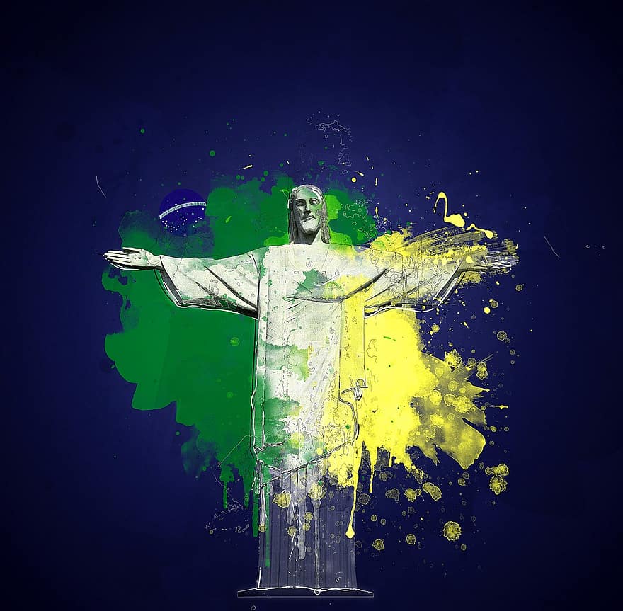 brazil, corcovado, Đấng Christ, đá hoa, bức tượng, điêu khắc, tượng đài, Nam Mỹ, màu sắc, người nước Brazil, rio de janeiro