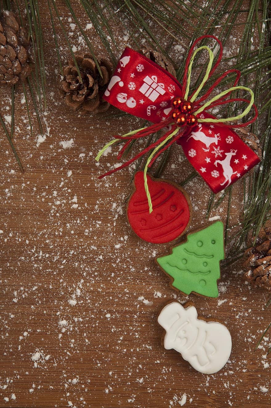 쿠키, 단, 솔방울, 소나무, 새해, 휴일, 장난, 선물, 장식, 축하, 시즌