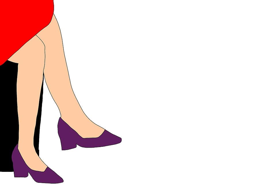 Frau, Fuß, Schuh, Pose, Karikatur, 2d, Illustration, menschliches Bein, Vektor, Erwachsene, menschlicher Fuß