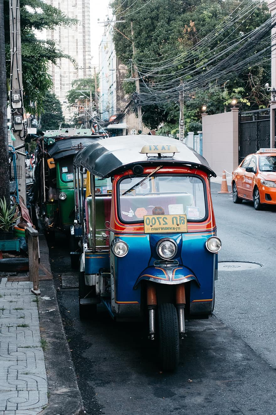 tuk tuk, Thailand, Asia, becak otomatis, lalu lintas, mengangkut, kota, kendaraan