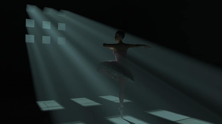 발레, 3d 댄스, 그림자, 댄스, 어두운