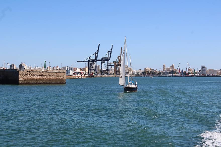 båd, hav, Cadiz, Forsendelse, transportmidler, nautiske fartøj, kommerciel dock, industrielt skib, last container, vand, godstransport