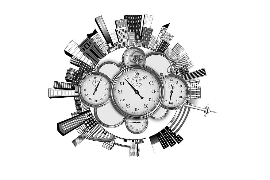 waktu, manajemen waktu, stopwatch, kota, kaki langit, industri, ekonomi, manajemen diri, bisnis, penataan, perencanaan