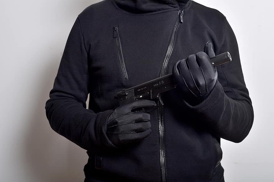 γάντια, ανθρώπινο χέρι, κακό, όπλο, εγκληματίας, βία, δολοφόνος, φονιάς, τρομοκρατία, ασφάλεια, κίνδυνος