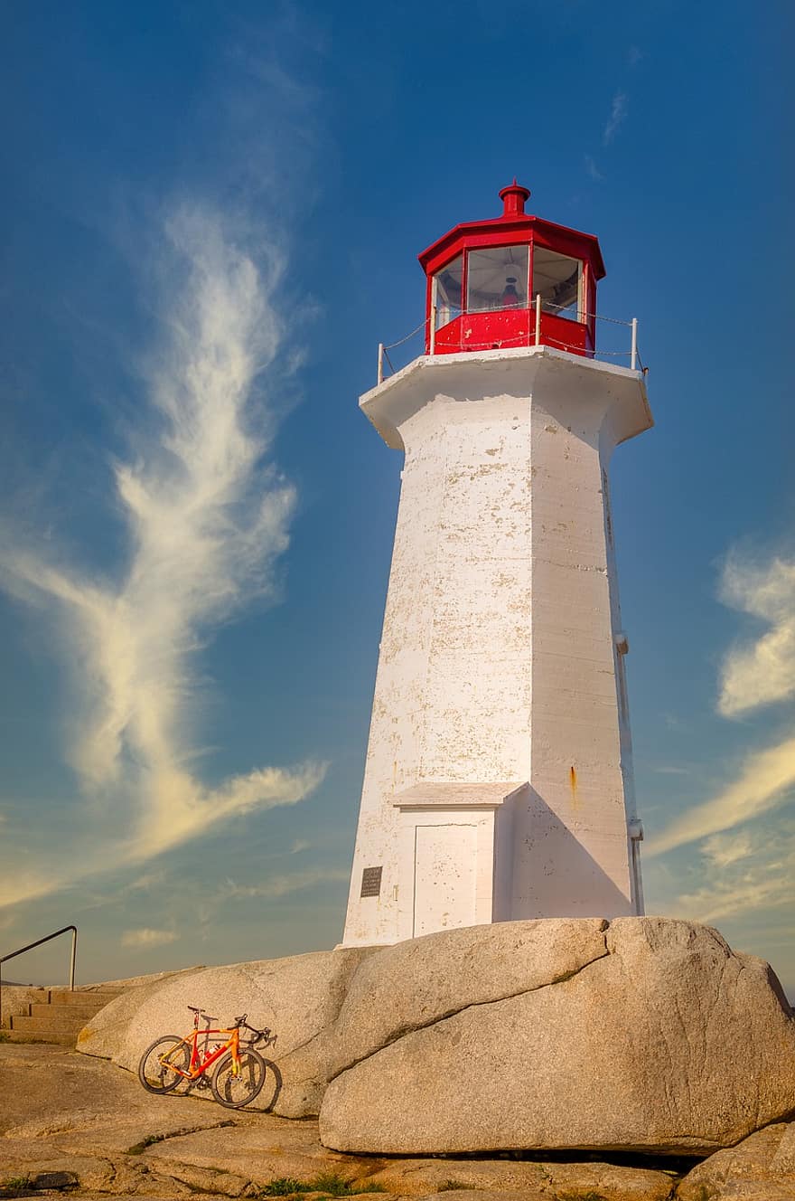 Lighthouse, Tower, Coast, Landmark, Beacon, Seashore, Scenic, Tourism, Nova Scotia, Peggy's Cove, Canada