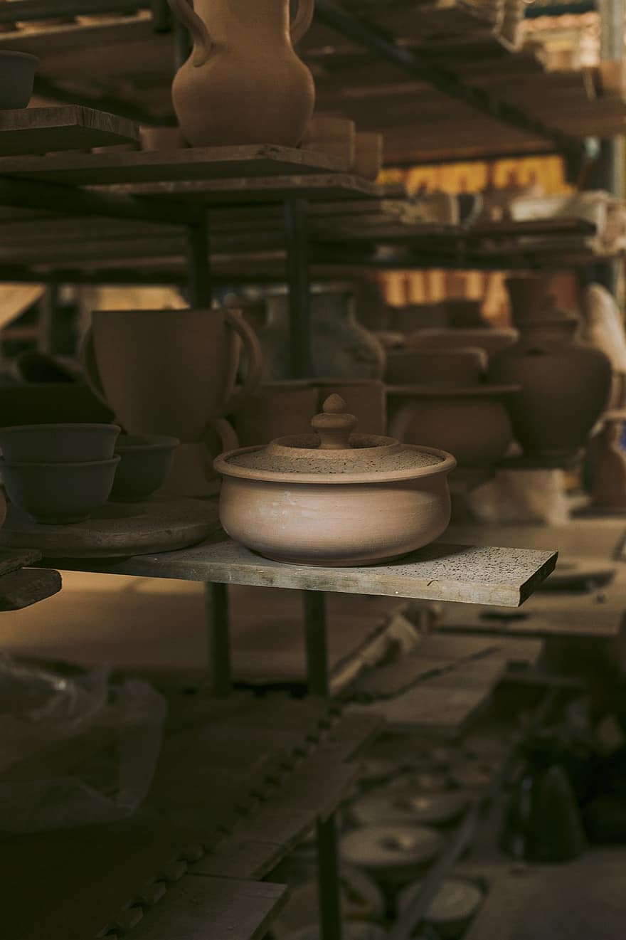 céramique, poterie, artisanat, argile, atelier, faïence, potier, vaisselle, des cultures, roue, industrie