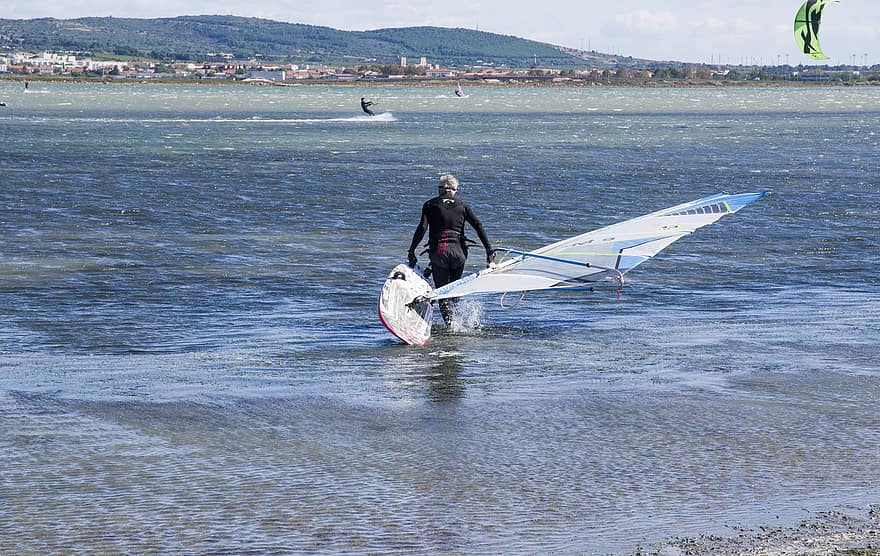 plancha de windsurf, tablista, Windsurfing, deporte acuático, mar