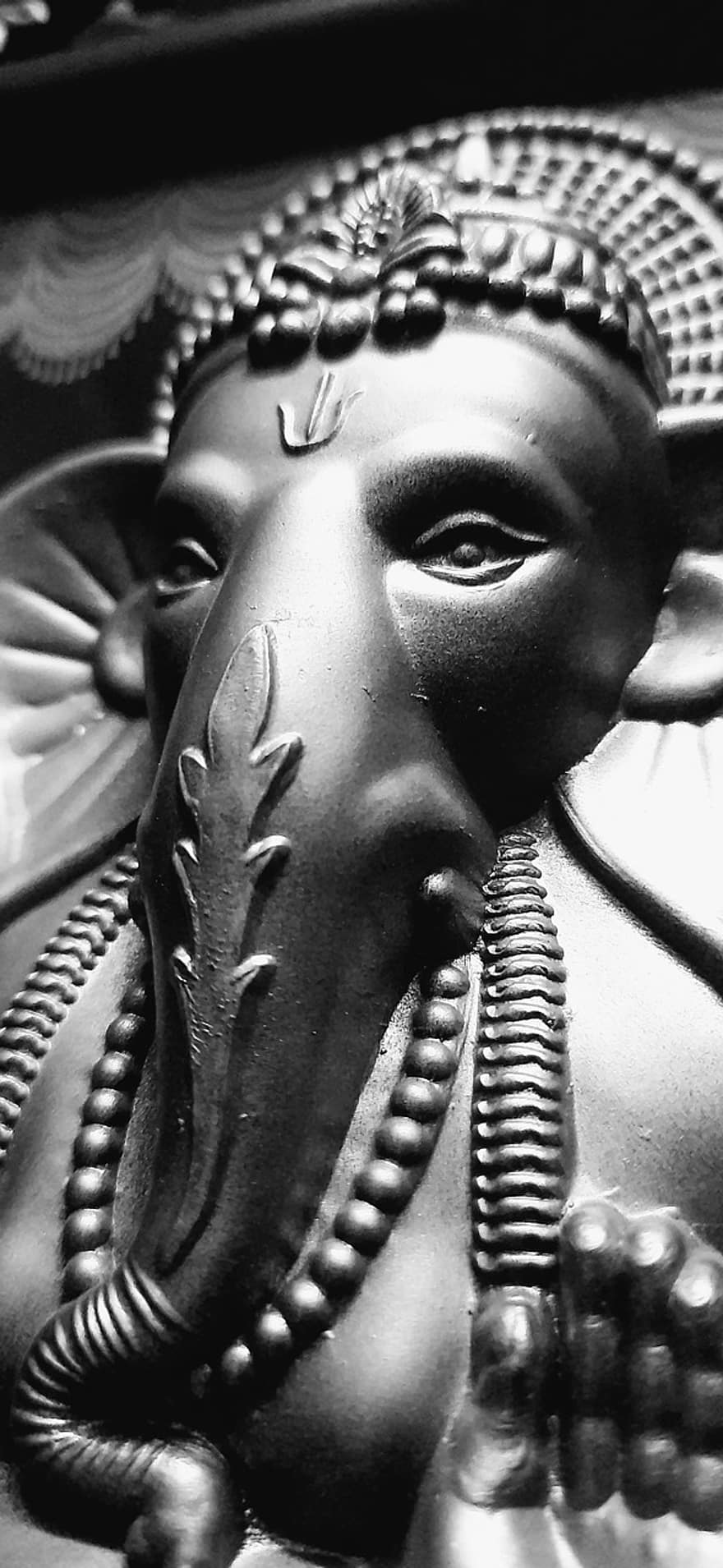 Ganesha, Statue, Monochrome, Hindu, God, Ganpati, Ganesh, Hinduism, Elephant, Traditional, Spiritual