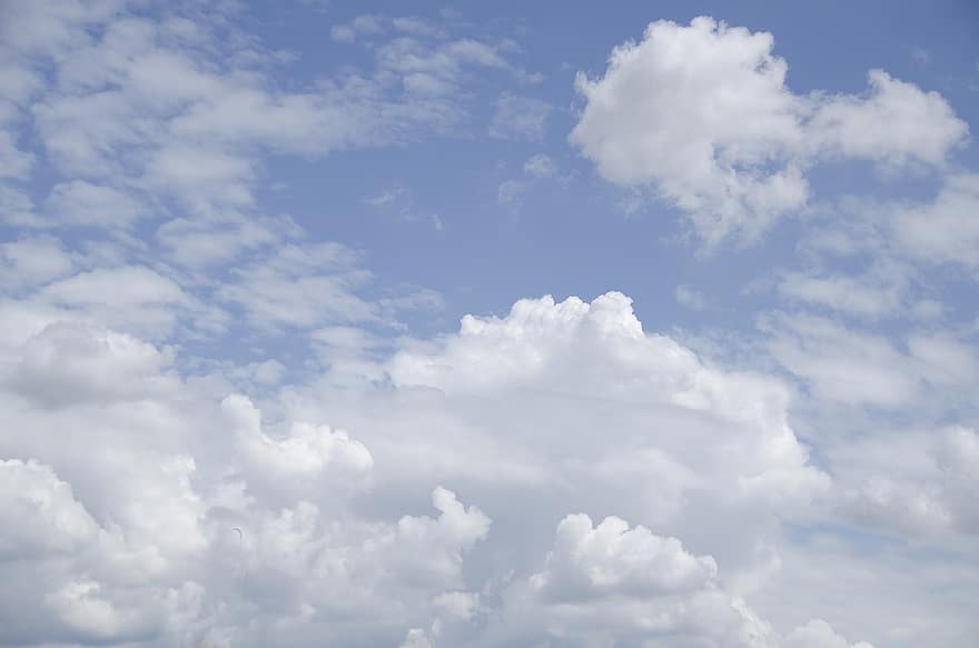 hemel, wolken, stapelwolk, luchtruim, cloudscape, behang