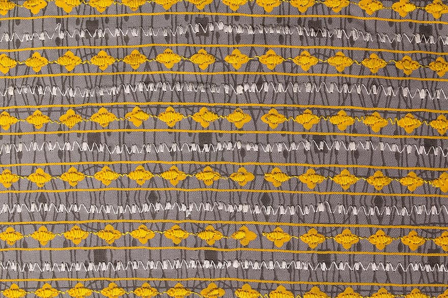 sợi vải, nền màu vàng, Vải thêu, nghề thêu, hình hoa, Hình nền vải, nền vải, lý lịch, vải, kết cấu, màu vàng