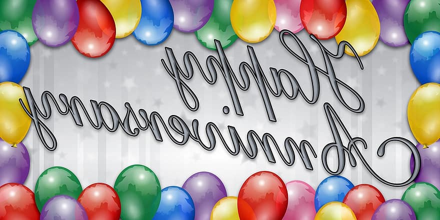 aniversario, celebracion, ocasión, feliz, celebrar, plata, globos, evento, Facebook, gorjeo, enviar