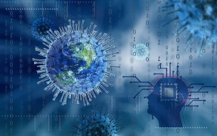 Virus, Earth, Corona, World, Computer Science, Pandemic, Covid-19, Binary Code, Data Exchange, Digital, Data