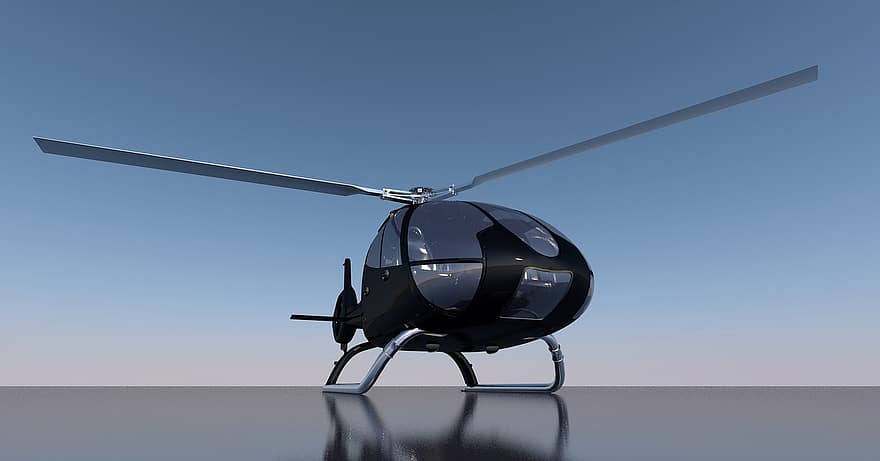 hélicoptère, rotor, rotors, avion, cockpit, vol, 3d