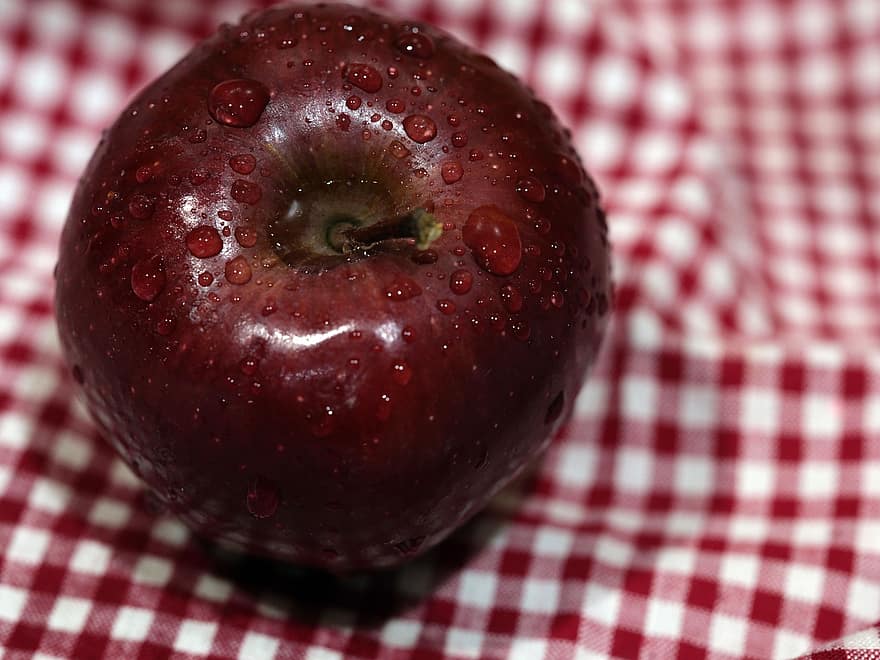 ябълка, червена ябълка, свеж плод, плодове, свежест, храна, едър план, зрял, здравословно хранене, органичен, фонове