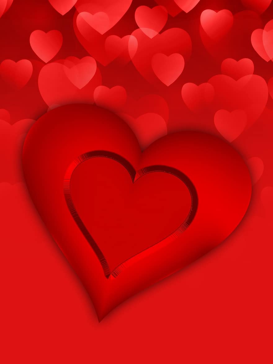 hjärta, design, romantisk, kärlek, kort, röd, bakgrund, dekoration, romantik
