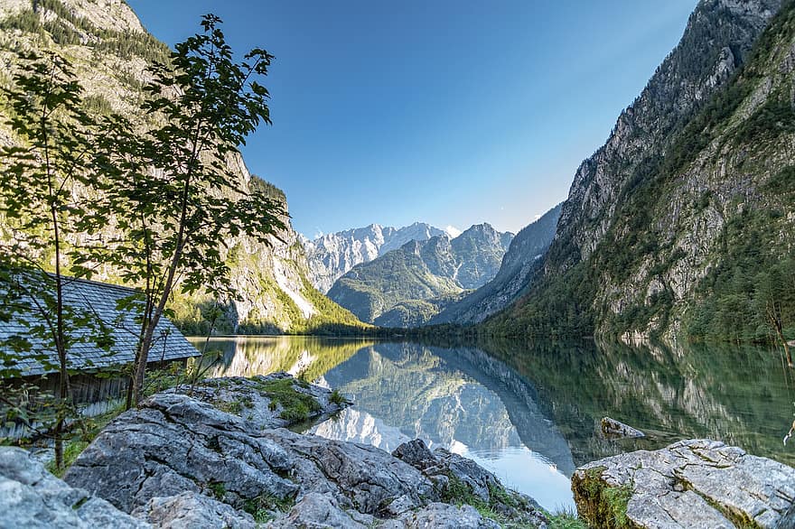 núi, hồ nước, berchtesgaden, phong cảnh