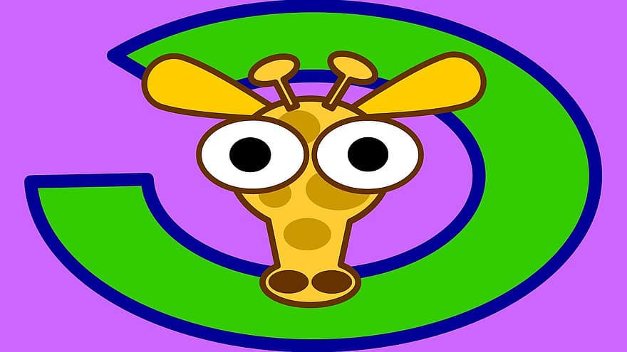 girafă, violet, verde