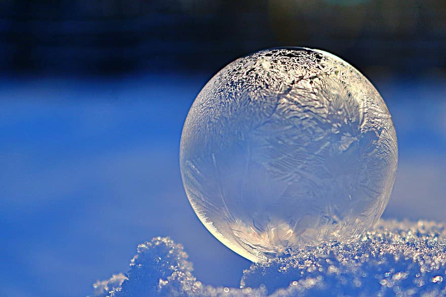 bubbel, ijs-, ijsbal, zeepbel, vorst, bal, bevroren, winter, ijskristal, Eiskristalle, bevroren bubbel