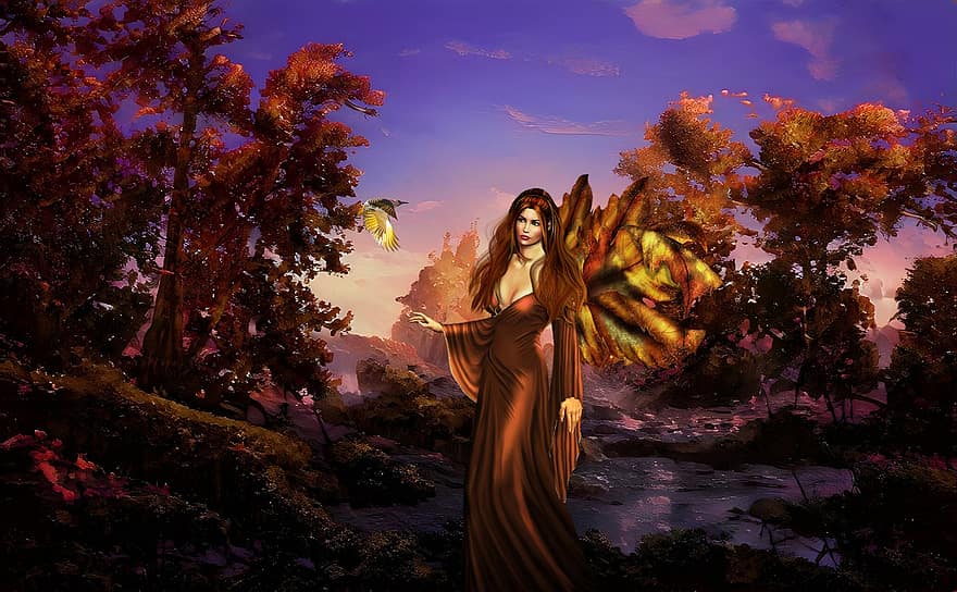 Background, Woods, Mystical, Fairy, Fantasy, Female, Character, Digital Art