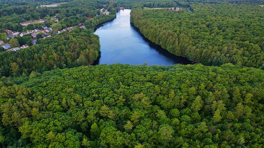 riu, paisatge, naturalesa, aèria, drone, a l'aire lliure, escènic, cel, aigua, arbres, bosc