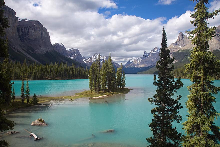 Canada, innsjø, Alberta, landskap, natur