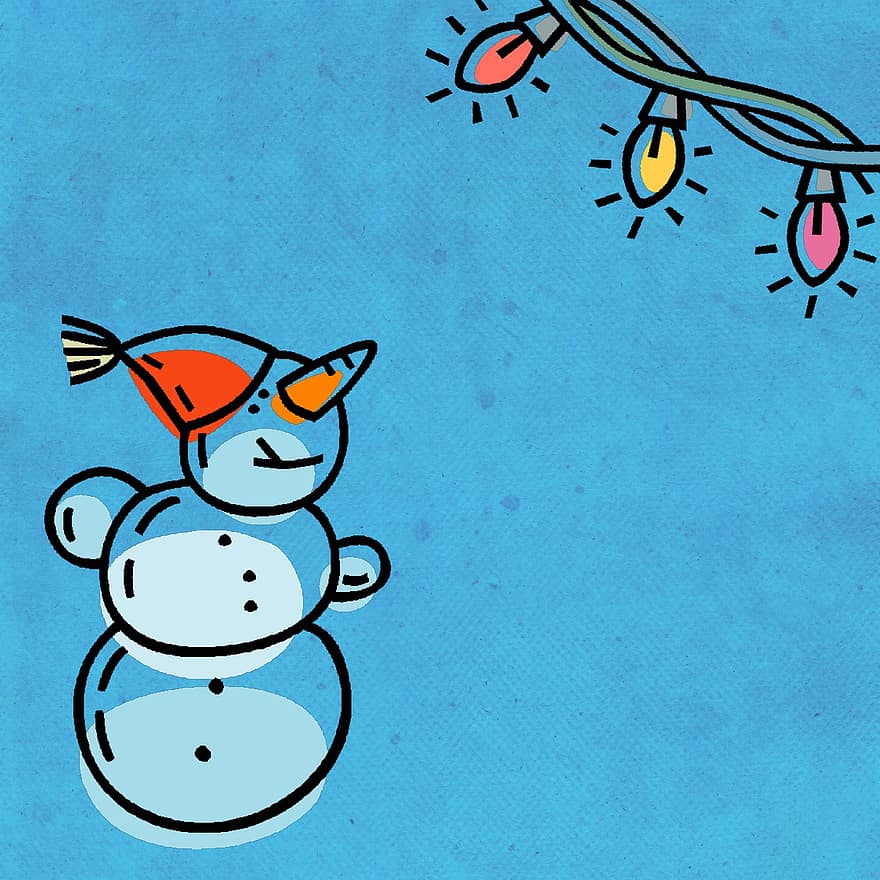Navidad, los niños, vistoso, monigote de nieve, tarjeta