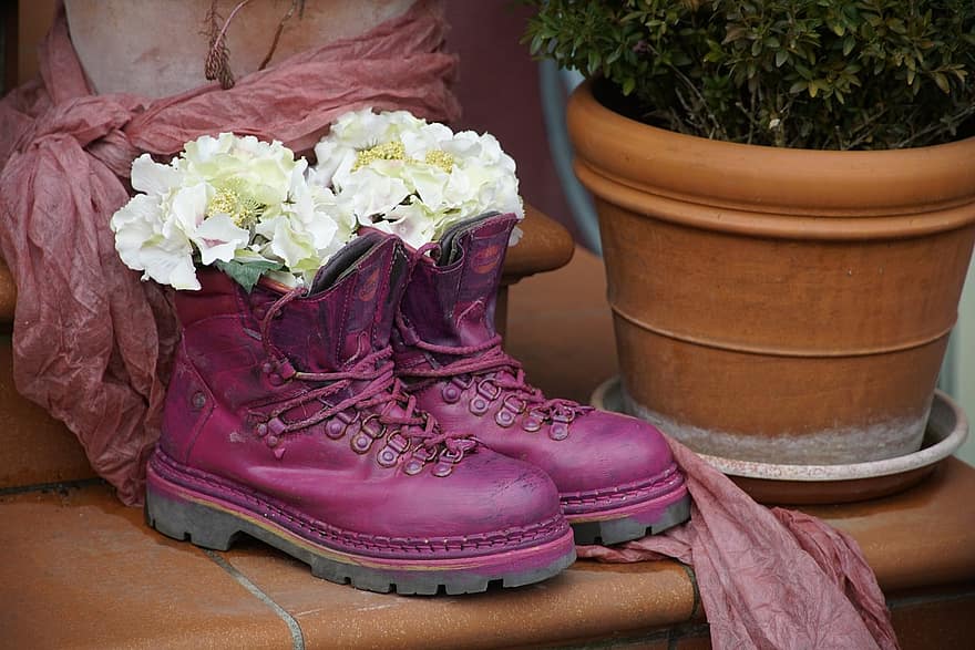 Decoration, Outdoors, Flowers, Shoes, shoe, flower, clothing, boot, close-up, fashion, plant