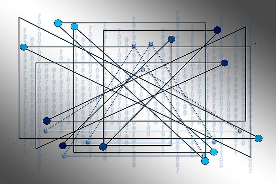 hálózat, kétkomponensű, háló, kapcsolat, nulla, egy, Egy, szerkezet, csomó, struktúra, minta