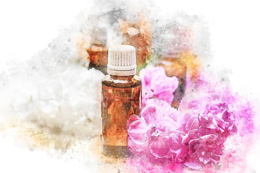 óleos essenciais, alternativa, aroma, aromático, corpo, garrafa, Cuidado, flor, fragrância, saúde, ervas