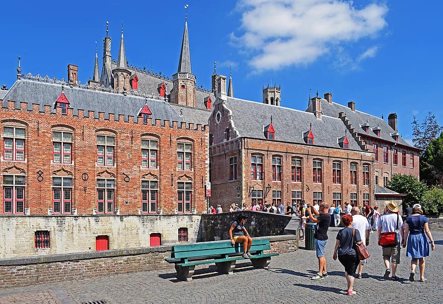 Музей Груутхузеум, строительство, туристы, люди, архитектура, фасад, улица, путешествовать, туризм, город, Bruges