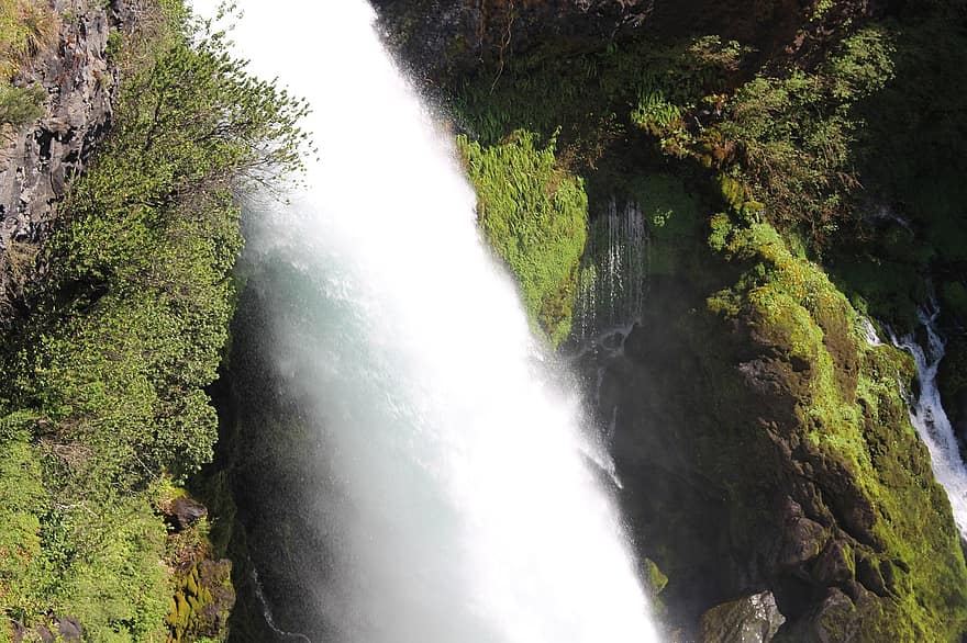 водопад, каскада, мъх, скали, стръмна скала, вода