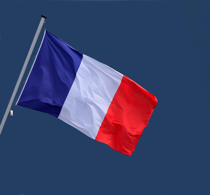 tricolore, Frankrig, flag, tricolor, fransk, vind, blå, hvid