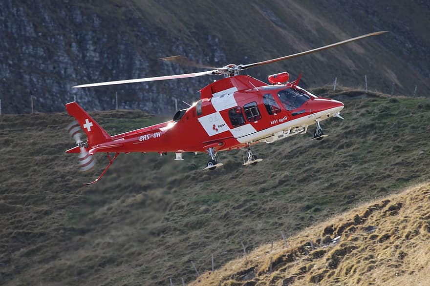 helikopter, transport, Augusta Bell, lufträddning, Rega, ambulans helikopter