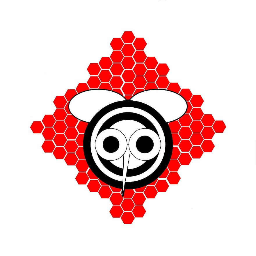 пчела, логотип, соты, красный, оса