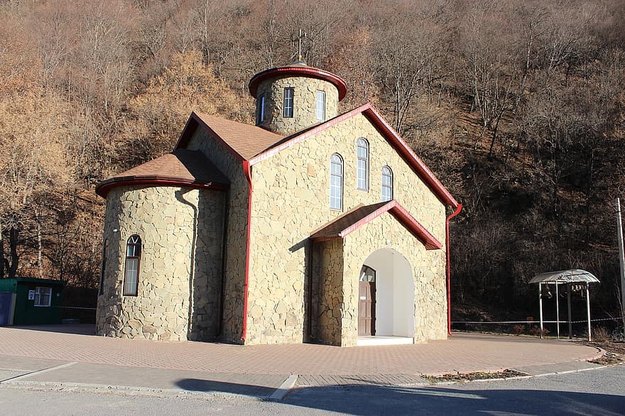 Iglesia, edificio, arquitectura, exterior, religión, cristianismo, histórico, al aire libre, Arkhyz, Karachay-Cherkessia