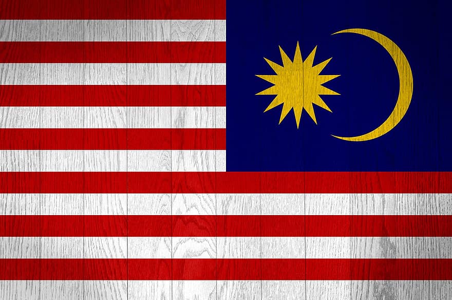 マレーシア、旗、国、バナー、グランジ、木材、木製