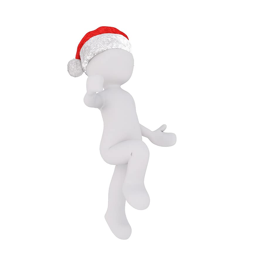 hoppe, dans, glæde, aktiv, sjovt, handling, jul, figur, 3d model, Mand Hvid
