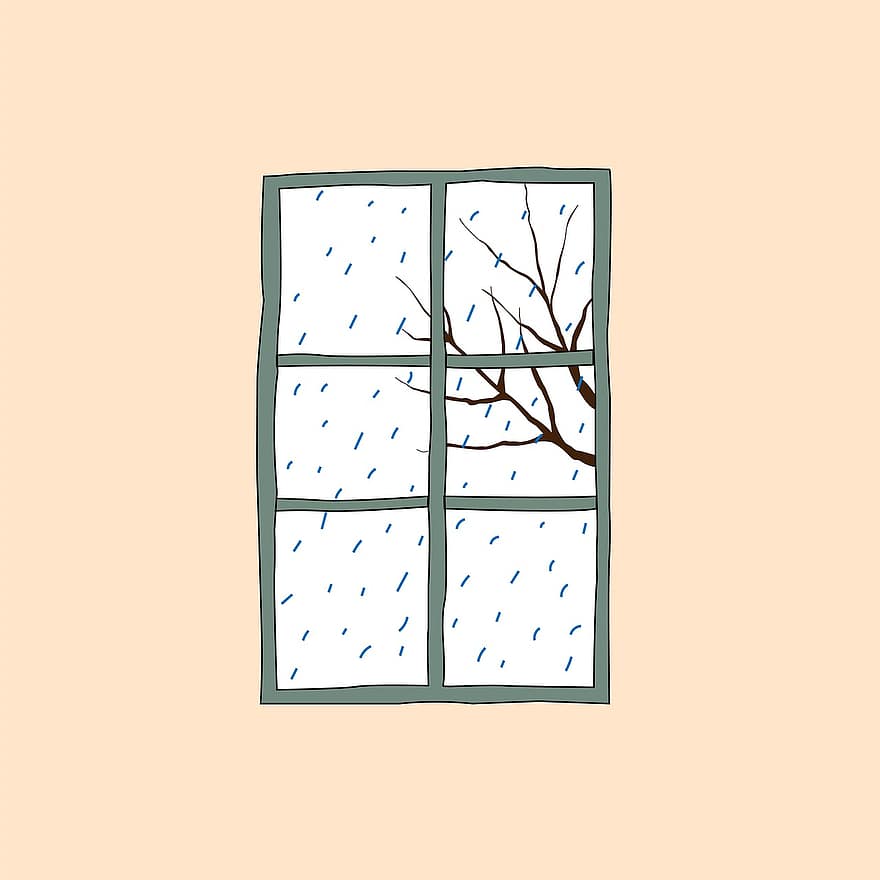 дъждовен ден, прозорец, зима, метеорологично време
