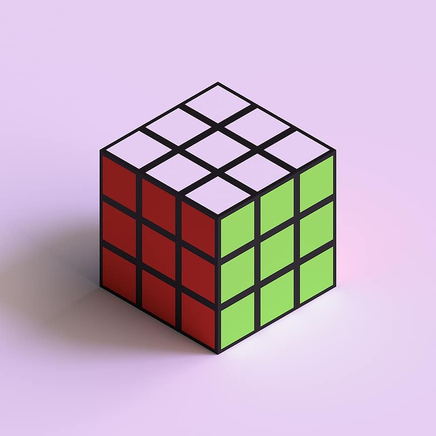 кубчето на Рубик, изометрични, куб, мека светлина, Люляк светлина