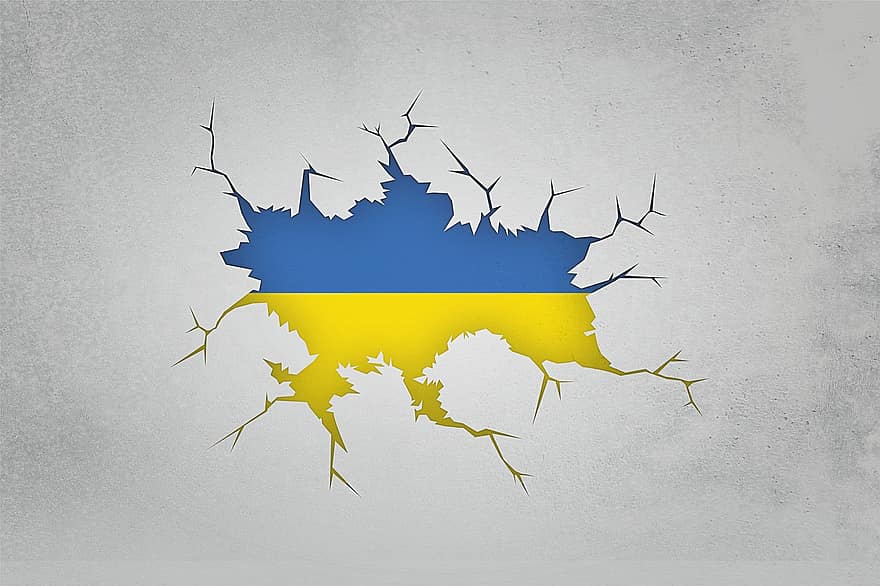 Flag, Country, Europe, Ukraine, Kiev, Crack, Border, Conflict, War, backgrounds, patriotism