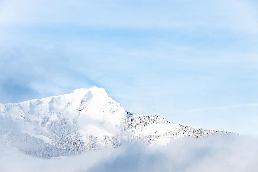 Austria, Shafberg, munţi, Sfântul Gilgen, peisaj, iarnă, zăpadă, Munte, albastru, gheaţă, sezon