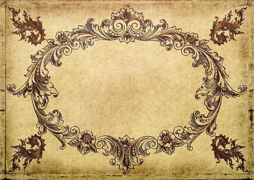 Frame, Antique, Ornament, Vintage, Shabby, Chic, Stationery, Template, Copy Space, Photo Rand, Gold