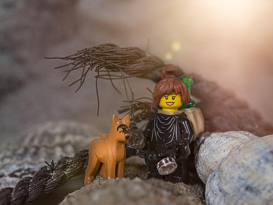 Dog, Woman, Lego, Beach, Toys, Minifigures, toy, small, close-up, backgrounds, cute