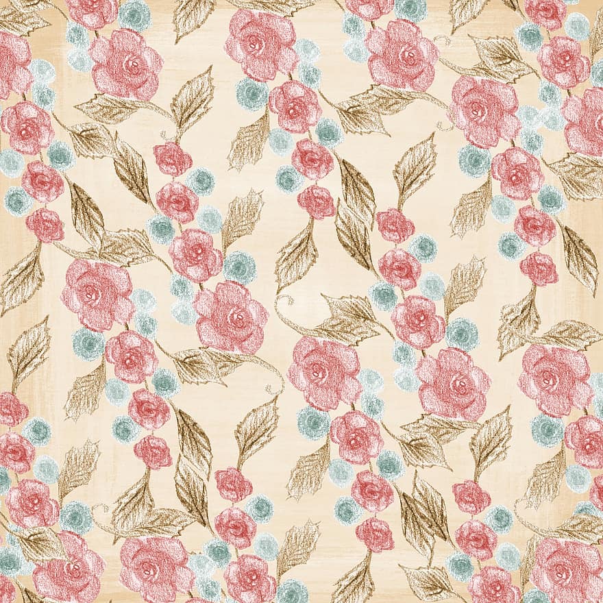 Background, Page, Template, Floral, Pink, Colorful, Beige, Yellow, Leaves, Flower, Square