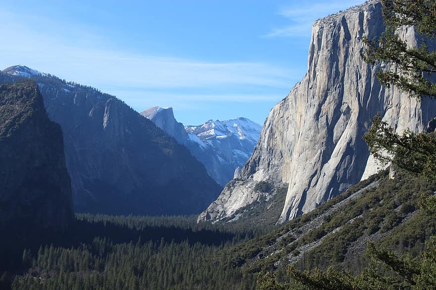 горы, утес, горные породы, деревья, лес, Yosemite, природа, долина, сценический, пустыня, на открытом воздухе