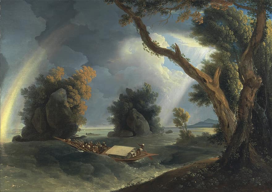 Williamas Hodgesas, menas, meninis, tapyba, aliejus ant drobės, meniškumas, kraštovaizdį, dangus, debesys, medžiai, pobūdį