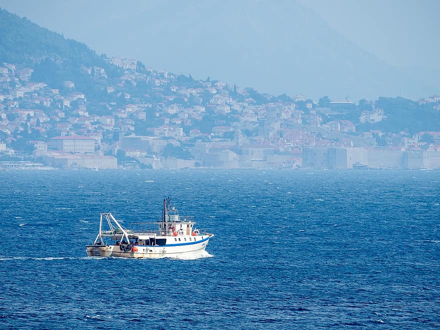 barcă, pescuit, mare, ocean, dubrovnik, Croaţia, călătorie, destinaţie, în aer liber