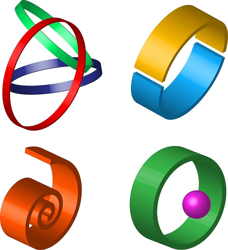 les icones, des symboles, formes, rond, logo, pictogramme, glyphe