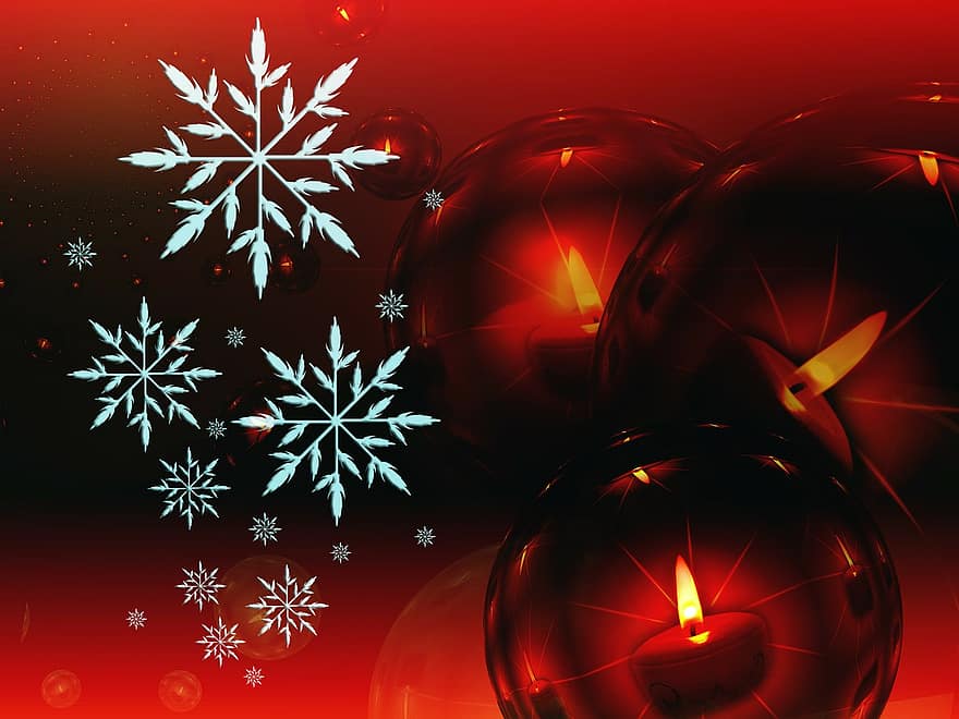 Candle, Candlelight, Red, Heart, White, Snow, Silhouette, Christmas, Christmas Ornament, Star, Light