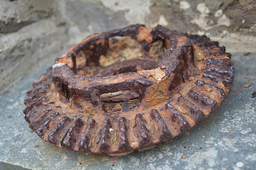 Gear, Metal, Industrial, Industry, Rust, Rusted, Old, Fossil, War, Machinery
